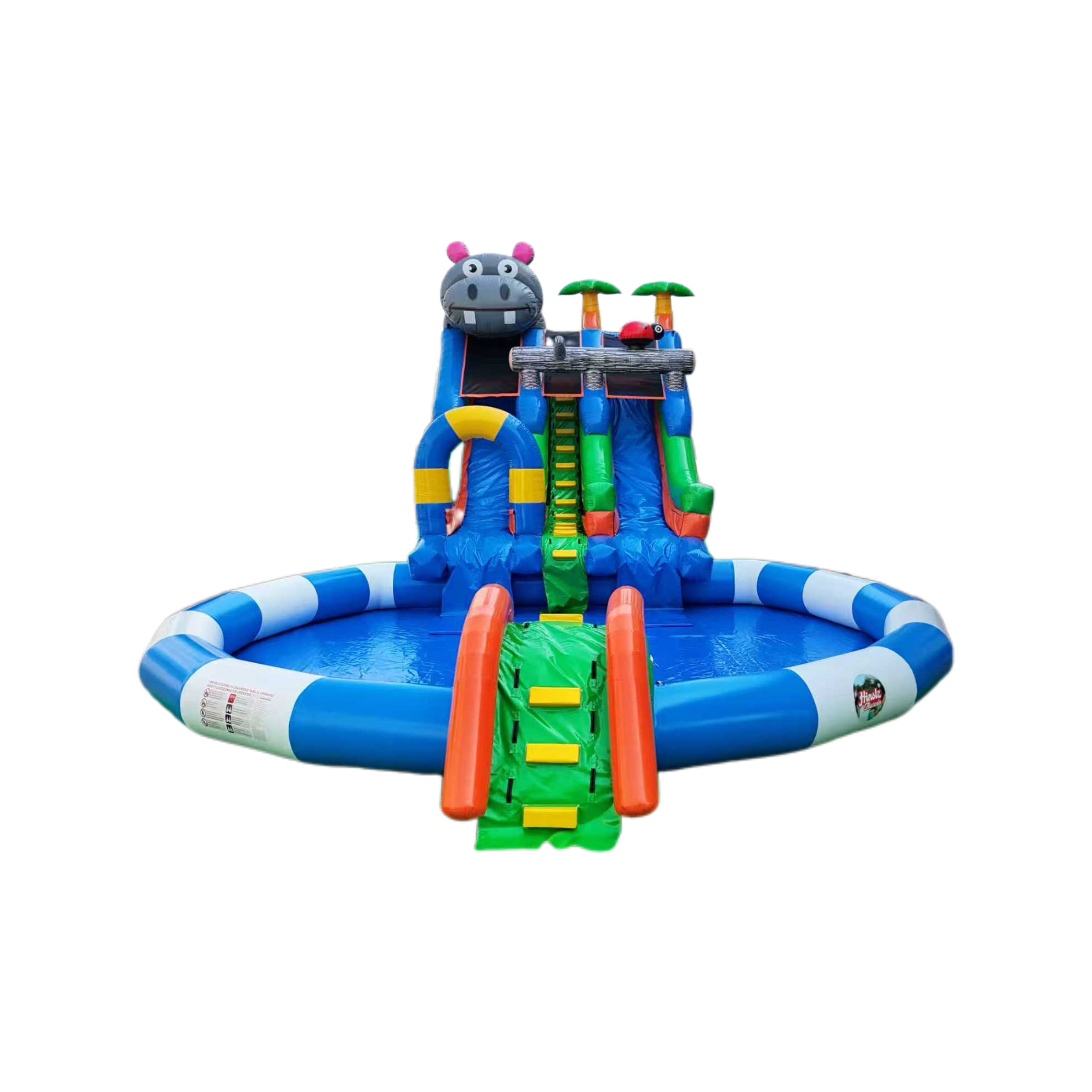 Inflatable colorful water park slide