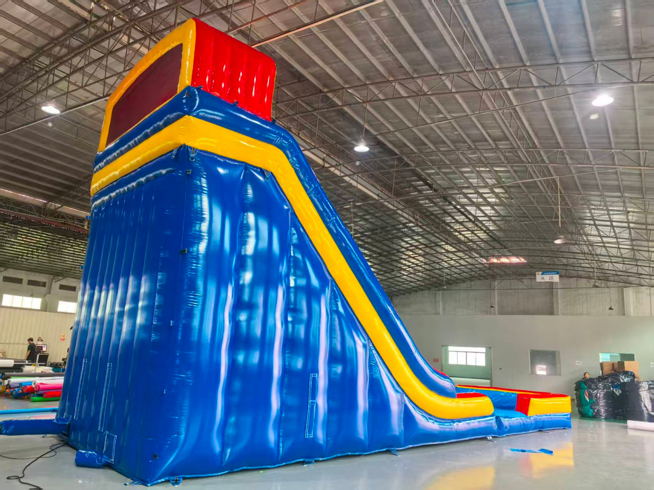 Giant colored inflatable slide