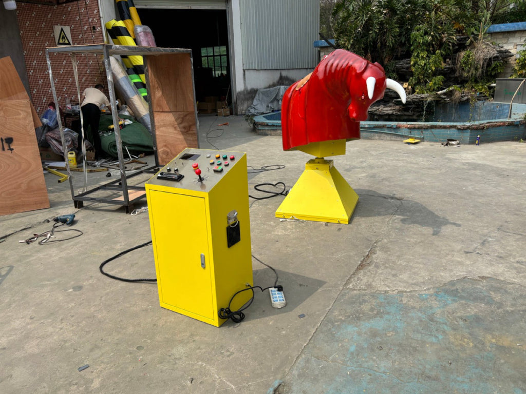 Inflatable mechanical bull trampoline