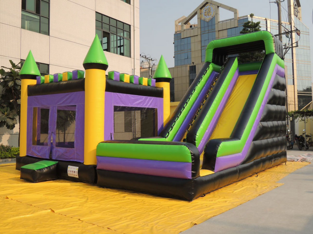 Inflatable trampoline slide