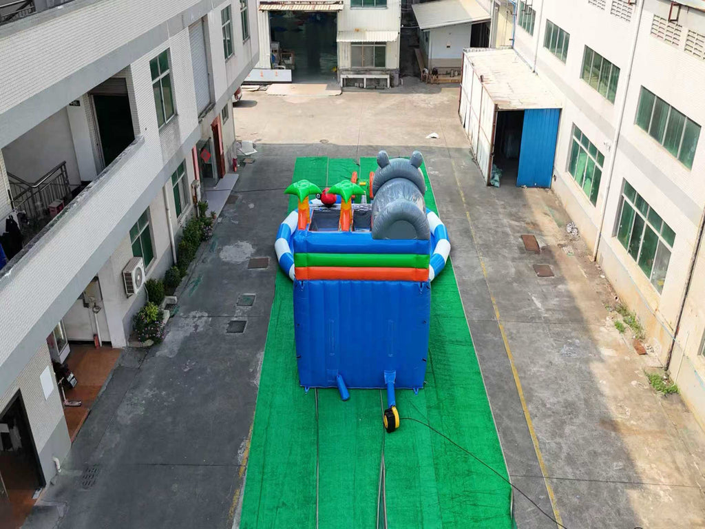 Inflatable colorful water park slide