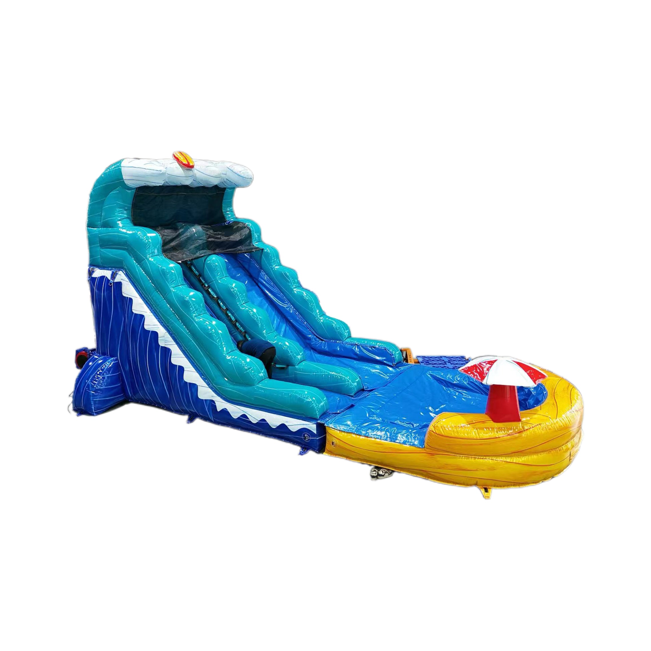 Colorful inflatable beach slide