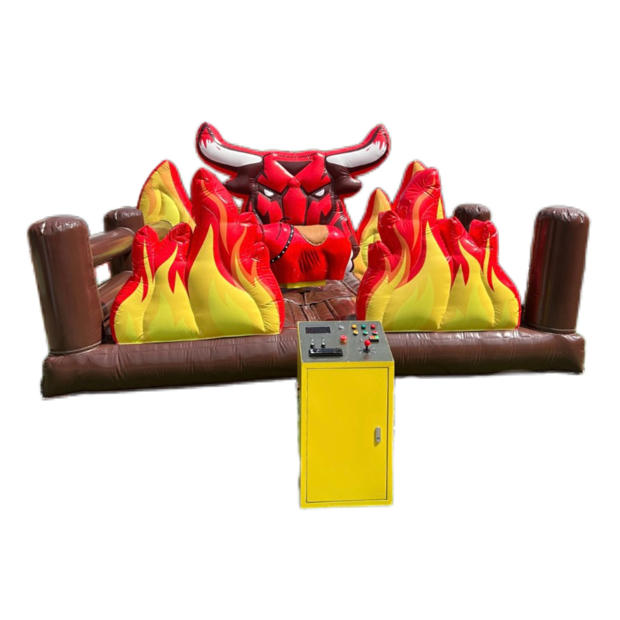 Inflatable mechanical bull trampoline