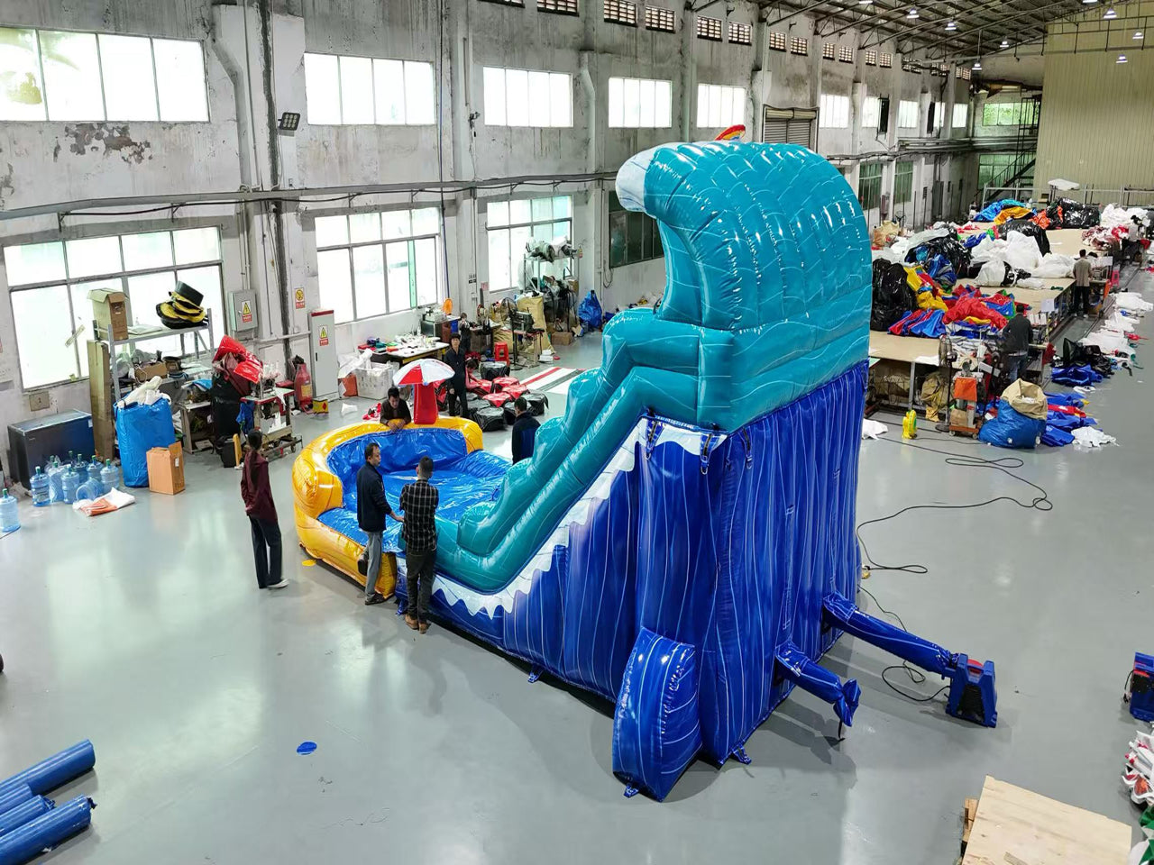 Colorful inflatable beach slide