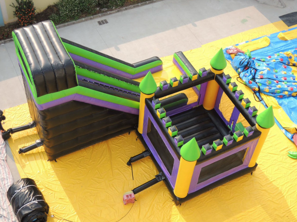 Inflatable trampoline slide