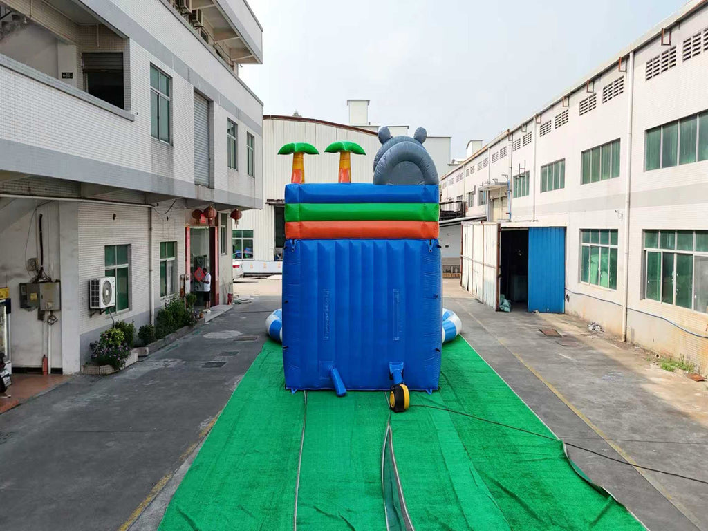 Inflatable colorful water park slide