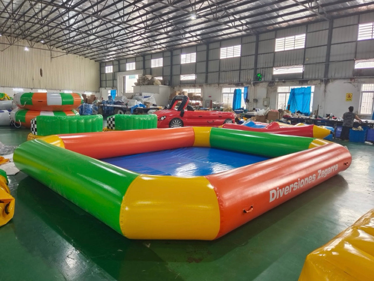 Colorful inflatable swimming pool