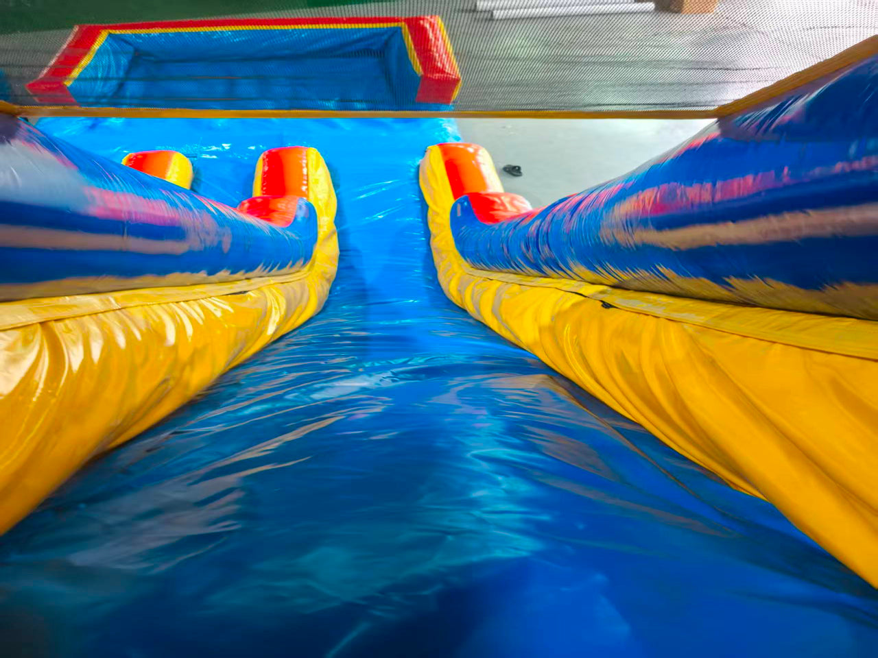 Giant colored inflatable slide