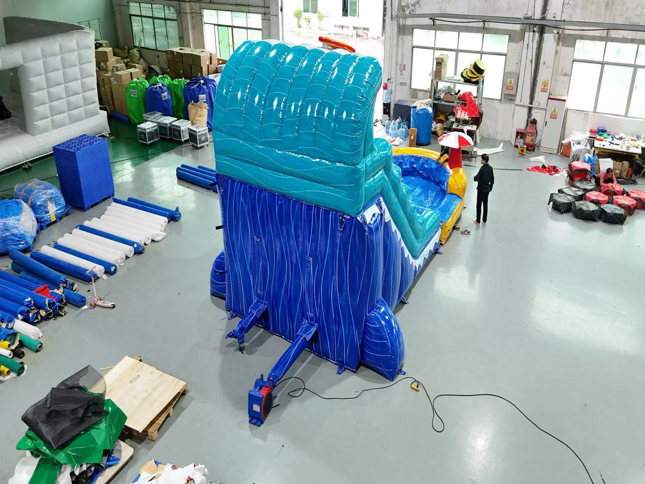 Colorful inflatable beach slide