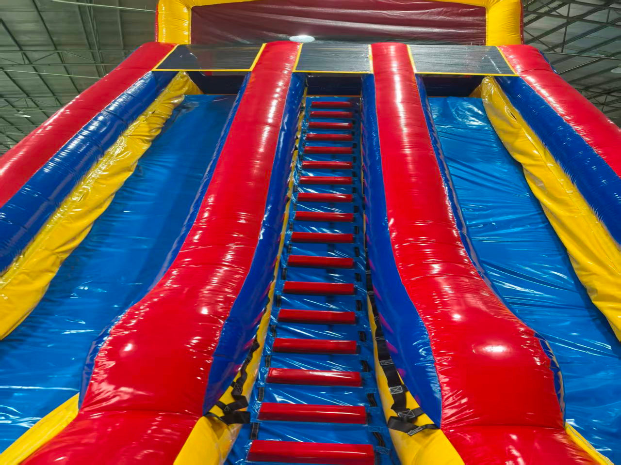 Giant colored inflatable slide
