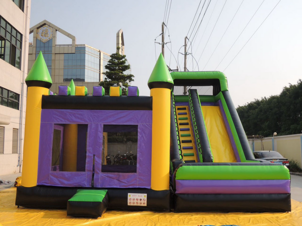 Inflatable trampoline slide