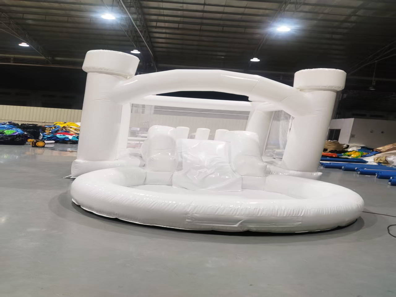 Obstacle inflatable swimming pool slide