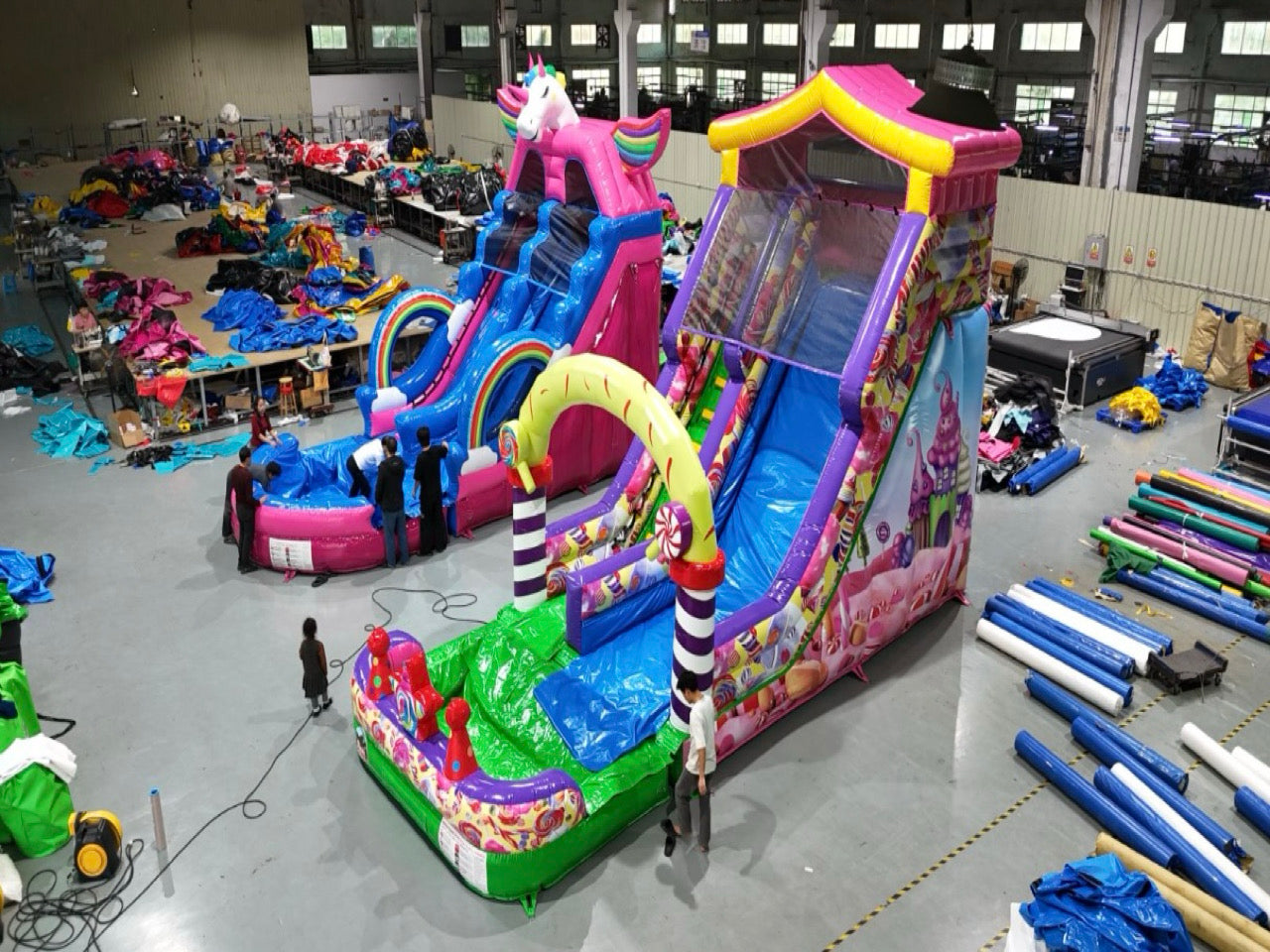 Giant colored candy inflatable slide