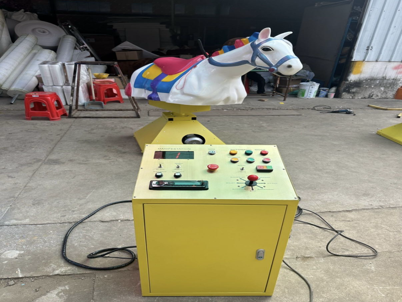 Colorful competitive mechanical horse